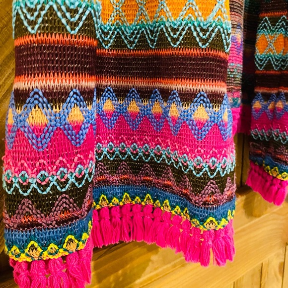 Ruby Yaya Bright Fringed Boho Cardigan Small/Medium - Picture 10 of 13